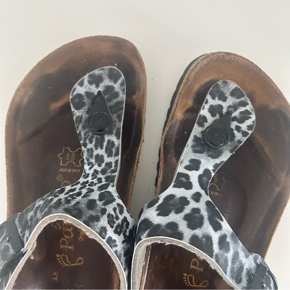 Silver Leopard Print Gizeh Papillio Birkenstock Sandals - Picture 5 of 7